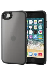【迅速発送】エレコム iPhone SE (第2世代/第3世代) / 8 / 7 ケース 耐衝撃 米軍MIL規格 半透明 マット仕上げ ストラップホール付き ハイブリッドケース カメラ保護設計 ワイヤレス充電対応 指紋防止 ブラック PMWA22SHVCKBK