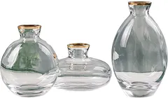 elrin 母の日 花瓶 ミニ花器 一輪挿し ガラスボトル シンプル 生け花 インテリア 雑貨 飾り瓶 レトロ風 透明 3種セット( 透明 3種セット)