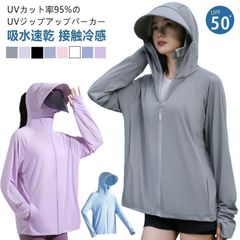 バイザー UVカット UV ラッシュガード 冷感 レディース 長袖 フード付き UVカット率95%以上 マスク UPF50+ 手袋 つば サンバイザー 指穴 取