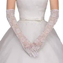 Kai La Nalu ウエディング グローブ レディース ファッション ファイブ 両手 大人 女性( 白ロング,  Free Size)