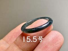 L13-89 氷糯種 黒翡翠 墨緑色 15.5号 グアテマラ産 A貨 本翡翠 くりぬき リング