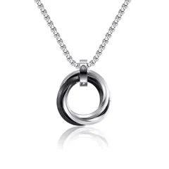 【在庫処分】[Candyfancy] 三連ネックレスメンズ ステンレス ペンダント ボックチェン ブルー