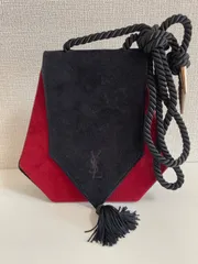 イヴサンローラン　ショルダーバッグ　YSL　スエード　レザー　赤　黒