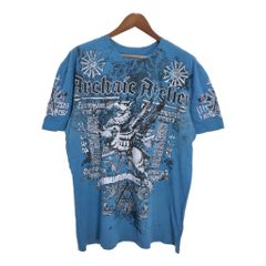 Archaic AFFRICTION アフリクション 大判プリント y2k 半袖Ｔシャツ ブルー(メンズ XL)中古 古着 T6219