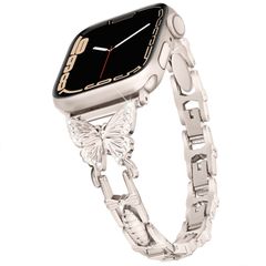 【在庫セール】交換バンド アップルウォッチバンド 金属ベルト 女性向け ダイヤモンド付きステンレスベルト ベルト アップルウォッチ お洒落・ファッション 対応 スターライト series8/7 バタフライデザイン バンド Watch Apple 工具なし調節可