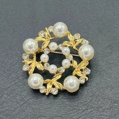 BC088 ブローチ コサージュ パールデザイン おしゃれ フォーマル ゴールド