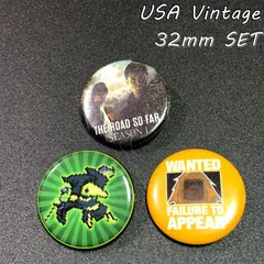 缶バッジ　アメリカ　輸入雑貨　ビンテージ　32mm 『 3個セット (78) 』　当時物ヴィンテージ　バッチ　　ピンバッチ　　※　メッセージ 　アドバタイジング　ピンズ　広告　( BAT894 )