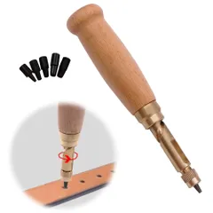 【迅速発送】レザークラフト ベルト 穴あけ ベルト穴あけパンチ 穴あけ スクリューポンチ 革 穴あけ スクリュー 6サイズパンチヘッド 1.5/2/2.5/3/3.5/4mm 静か 便利 穴あけ 工具 手つくり 道具 DIYレザーツール