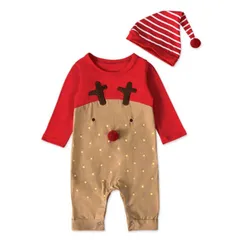 クリスマス衣装 トナカイ コスプレ ベビー服 長袖 カバーオール 子供 サンタ 衣装 ベビー ロンパース 赤ちゃん 秋冬物 男の子 女の子 キッズ 帽子付き プレゼント用 可愛い ベビーウェア コスチ#mjx1139