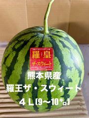 【産地直送・大玉すいか赤果肉・２９日以降発送】熊本県産　羅皇ザ・スウィート（４L）１玉　正規品　秀品