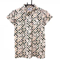【超美品】ジャックバニー 半袖ポロシャツ ピンク×グリーン ブロックチェック 花柄 レディース 0(S) ゴルフウェア Jack Bunny