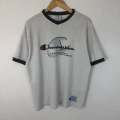 90s Champion チャンピオン リンガーTシャツ スクリプトロゴ グレー Lサイズ メンズ 古着 アメカジ
