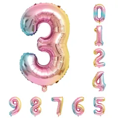 超特大100cm ナンバーバルーン 3 THREE 誕生日 飾り付け用 バースデー アルミホイル風船 40inch