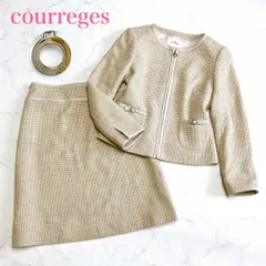 美品 courreges クレージュ セットアップスーツ ジャケット スカートウール 40 L イベント 卒業 卒園 入学 入園 セレモニーオケージョン