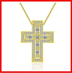 【送料無料 】 [ラクリス] クロス ネックレス 国内メーカー ジルコニア ダブル 18K 金メッキ 【 ゴールド 】 メンズ レディース 18金 GP 十字架