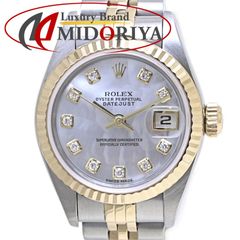ROLEX ロレックス デイトジャスト 10Pダイヤモンド ホワイトシェル 79173NG 【磨き済】【中古】 腕時計 レディース K18YG イエローゴールドxステンレススチール/40079