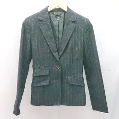 ◇ INED 総裏 センターベント ストライプ 本切羽 フォーマル 長袖 テーラードジャケット サイズ7 ブラック レディース E  【1304120030183】