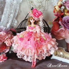 ロリータロマンス ベビーコーラルピンクの妖精 ふんわりフェミニンフリルドールドレス豪華4点セット