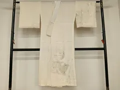 平和屋着物●長襦袢　無双仕立て　飛鶴文　金銀彩　正絹　逸品　AAAX0711zg