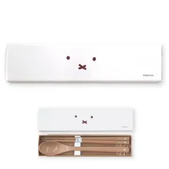 【新品】《お買い得！》miffy『ミッフィーフェイス(ホワイト)  コンビセット』 人気かわいいおしゃれおすすめプレゼントギフト箸スプーンカトラリーセット食洗機OK 抗菌 音がなりにくいお弁当給食ランチ小学生中学生学生大人プレゼント白ホワイト茶色ベージュ