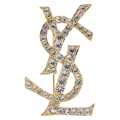 サンローラン YSLロゴ ラインストーン ゴールド メッキ レディース SAINT LAURENT【1-0229691】