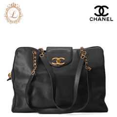 CHANEL シャネル ショルダーバッグ スーパーモデル  ビコローレ ダブルチェーンショルダー キャビアスキン 黒 ゴールド金具　レディースバッグ　ブランド【中古】【送料無料】
