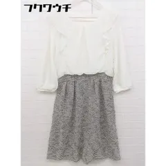 ◇ ViS ビス 切替 フリル 長袖 膝下丈 ワンピース サイズMT ホワイト グレー レディース  【中古】 【1106100001820】