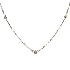 agete アガット K10YG イエローゴールド ネックレス ダイヤモンド 0.04ct 3粒 ステーションチェーン 45cm【新品仕上済】【zz】【中古】