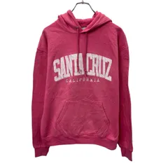 Champion プリントスウェット パーカー M ピンク チャンピオン プルオーバー カレッジロゴ ポケット 古着卸 アメリカ仕入 a708-6195