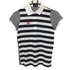 ★特価★パーリーゲイツ 半袖ポロシャツ 白×ネイビー ボーダー 襟汚れ レディース 0 ゴルフウェア PEARLY GATES