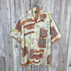 OLD UNIQLO 80s ユニクロ 総柄 半袖 レーヨン ドレス シャツ L