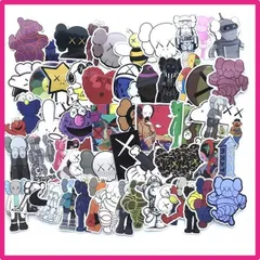 KAWS 64枚 KAWS コミック 防水ステッカー セットスーツケースステッカー お気に入りのスーツケース 自転車 ヘルメット パソコン 携帯 ノート