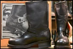 【8.5D 箱付 DEAD PT83】Chippewa×HARLEYDAVIDSON チペワ ハーレー 71203 エンジニア 黒 ブラック ビンテージ ブーツ HOPESMORE【GP031】