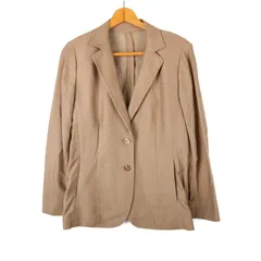 レリアン テーラードジャケット アウター シルク混 日本製 大きいサイズ レディース 13+サイズ ブラウン Leilian 【中古】