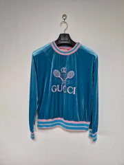 【美品】 GUCCI　グッチ　トレーナー　スエット　L　ネイビー　リボン　クマ 限定！すぐ届く！GUCCI ベアフェルト コットン スウェットシャツ