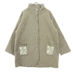 GA-ON ガーオン 刺繍 花柄 長袖 キルティングジャケット グレー レディース 古着