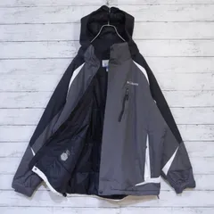 Columbia コロンビア 刺繍ロゴ 2way 中綿 ウォータープルーフ ナイロンジャケット マウンテンパーカー マンパ メンズ XL チャコールグレー ブラック ホワイト 20202584