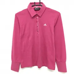 【超美品】アディダス 長袖ポロシャツ スモーキーピンク ロゴ刺しゅう  レディース M/M ゴルフウェア adidas
