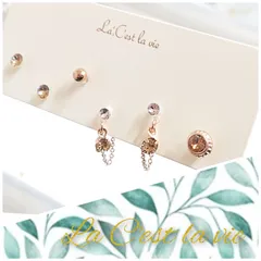 クリアラインストーン 6個セット 樹脂ポスト アレルギーフリー セットピアス