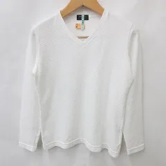 エポカ ウォモ EPOCA UOMO カットソー Tシャツ 長袖 Vネック ジャガード 白 ホワイト 46のサムネイル