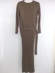 ◇ ◎ PATTERN TORSO パターントルソ antiqua リブニット 長袖 マキシ ワンピース サイズF ブラウン系 レディース P 【1307250019769】