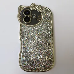 Kitty　キティ　ハロー　シルバー　キラキラ　クリスタル　シルバー　人気　ビーズ　ストーン　インスタ　映え　韓国　iPhone16e iPhone13 iPhone14 iPhone15 iPhone16のサムネイル