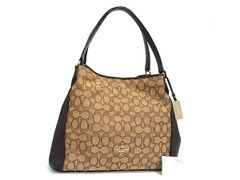 COACH コーチ トートバッグ シグネチャー イーディ ハンドバッグ 36466 ブラウン系 キャンバス×レザー レディース 超美品【本物保証】 COACH コーチ トートバッグ シグネチャー イーディ ハンドバッグ 36466