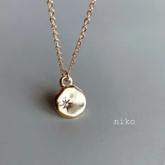 ◆ 130 ゆがみ コイン ジルコニア ネックレス 50cm K16GP マット ゴールド アクセサリー ◆　再販 定番 人気 大人 上品 きれいめ シンプル 大ぶり