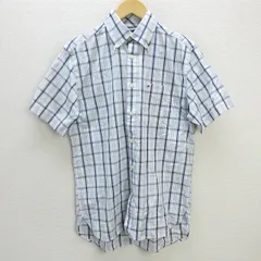 Q■トミーヒルフィガー/TOMMY HILFIGERチェック柄 半袖ボタンダウンシャツ■白/紺【メンズS】MENS/104【中古】