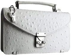 《送料無料＆税込価格》《新品未使用》《数量限定》《特別価格》United HOMME -President-！牛革！オーストリッチ型押し加工！背面財布機能付き！ショルダーストラップ付属！男女兼用！ミニセカンドクラッチバッグ　UHP-2114　ホワイト