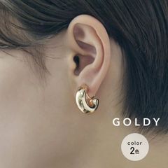 【即納】パイプ ライン ミドル フープ イヤリング GOLDY ゴールディ 2240709 goldy アクセサリー レディース 女性 シルバー ライトゴールド goldy イヤリング フープイヤリング スクリューフィットヤリング 2個セット 新品 正規品