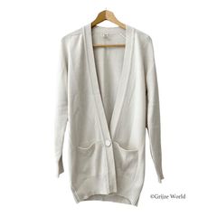 HERMES カシミヤ100％ ロングカーディガン FR34 ランクAB