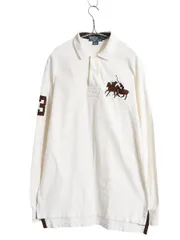 【お得なクーポン配布中!】 ダブルポニー ポロ ラルフローレン 鹿の子 長袖 ポロシャツ メンズ M / 古着 長袖シャツ ラガーシャツ タイプ ラグビー コットン シンプル