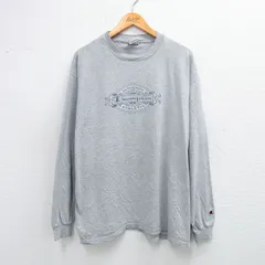 XL/古着 チャンピオン Champion 長袖 ビンテージ Tシャツ メンズ 00s ビッグロゴ 大きいサイズ クルーネック グレー 霜降り 25oct03 中古